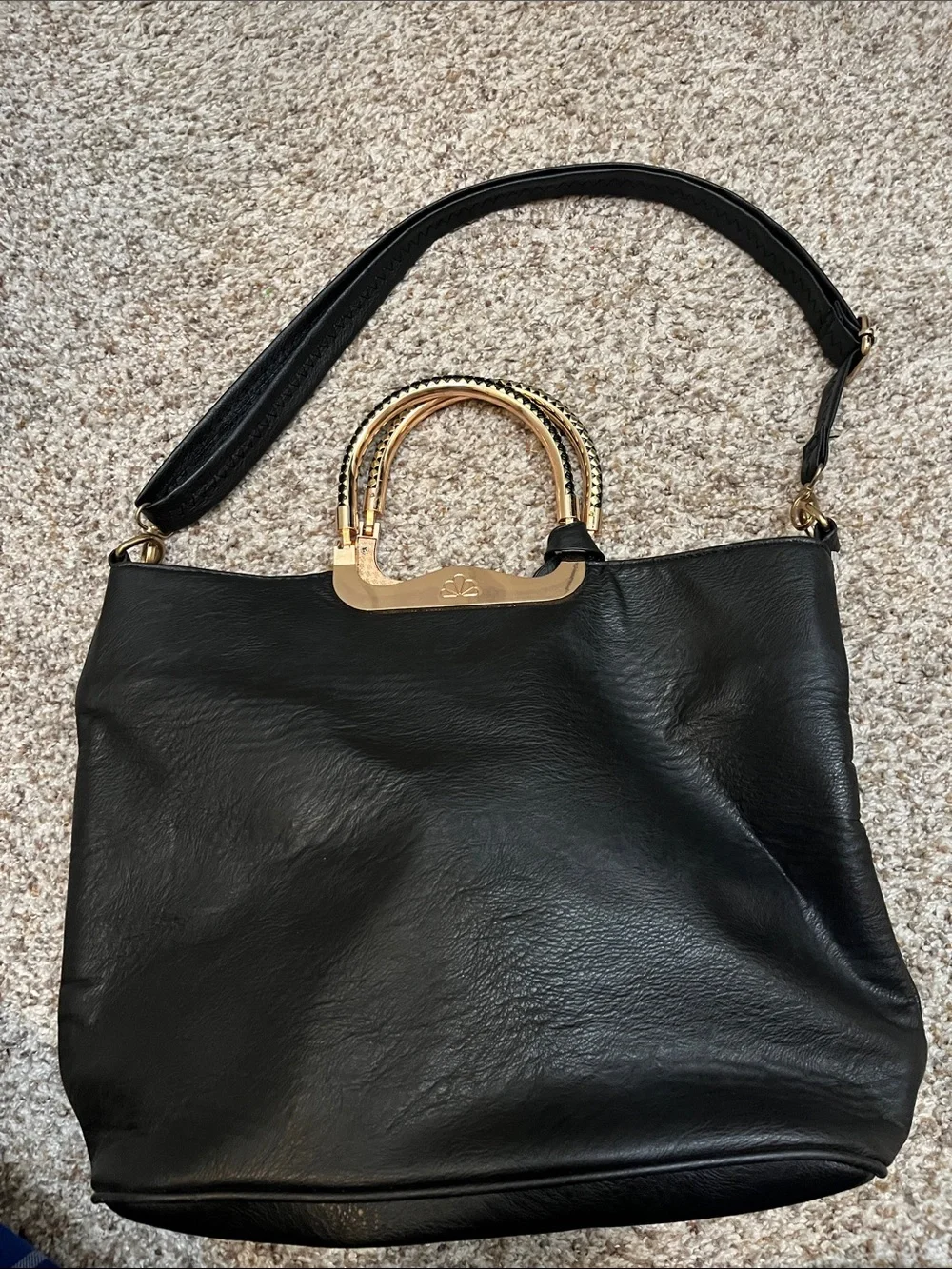 Black bag with gold accents